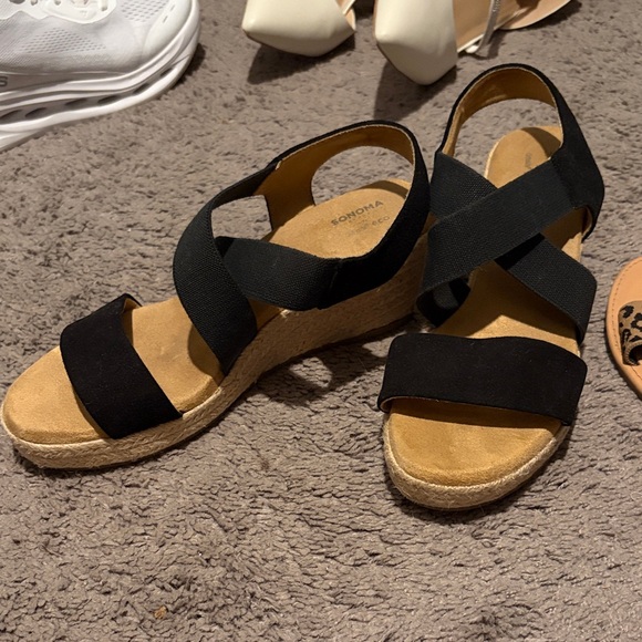Sonoma Goods For Life Shoes - Sonoma Black Ortholite Wedge Sandals